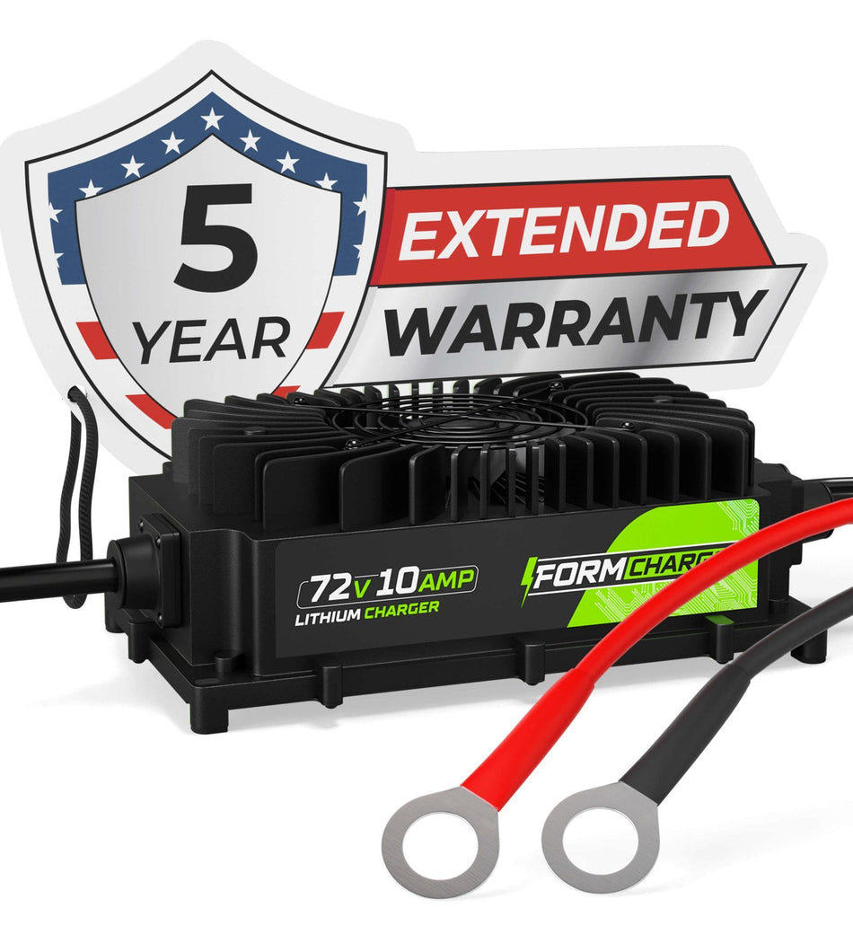 FORM Charge  72V 10A Lithium Golf Cart Charger - Waterproof Design - 87.6 Volt Output Smart Charger for Lithium or LiFePO4 Batteries