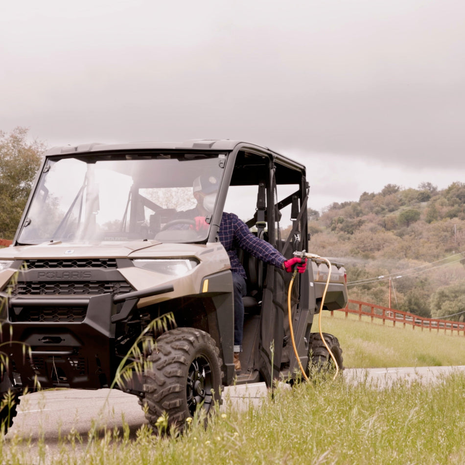 Tomahawk 1.6HP Skid Sprayer Barrel Mount Only with Honda GX35 100ft Hose and 500 PSI Pump for Pest Control