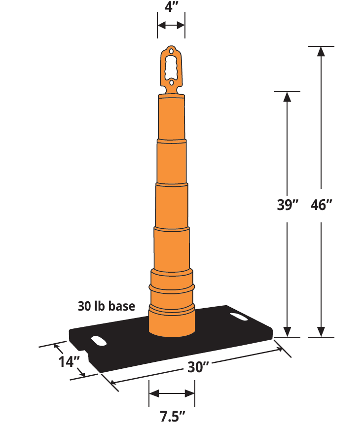 Malta Dynamics 39" Perimeter Defense Cones with 30lbs Roof Edge Base