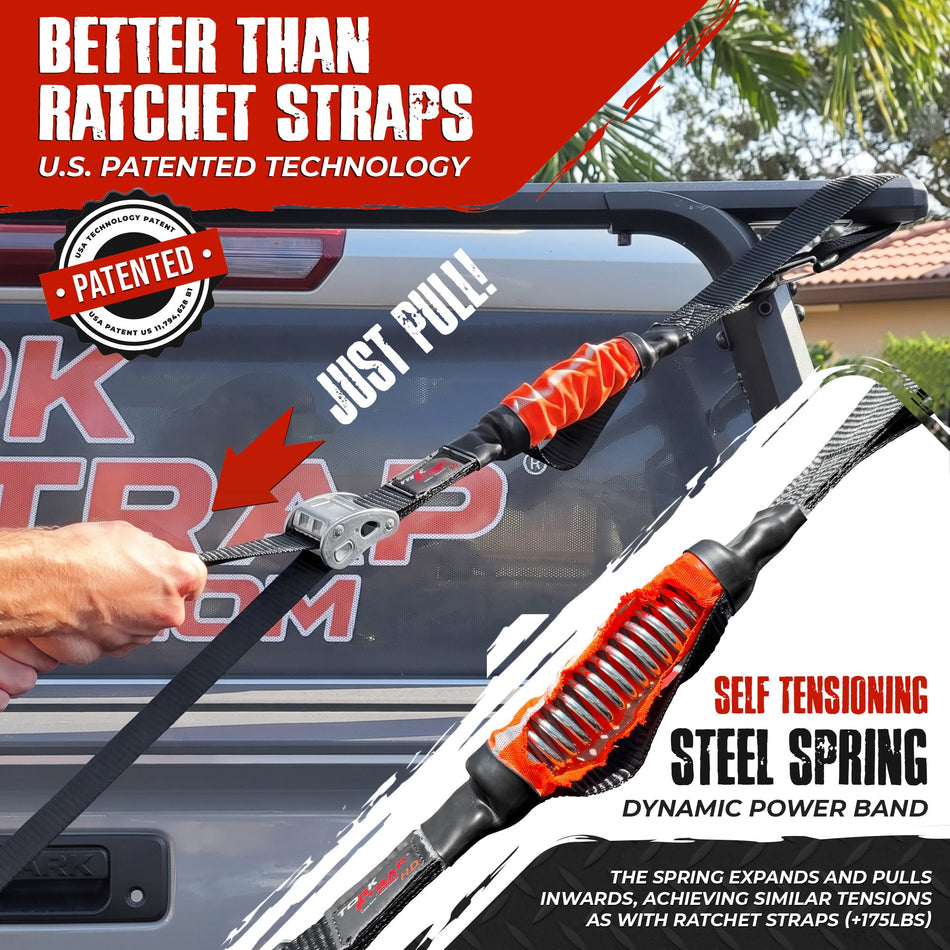TorkStrap HD750 | 14'x1.5'' Spring Loaded Tie Down Straps - 2250lb Max Load