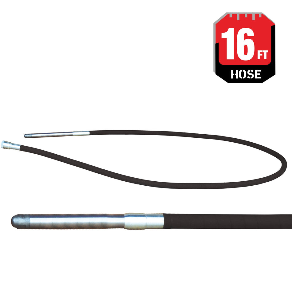 Tomahawk 16 ft Concrete Vibrator Flexible Shaft Hose and Head