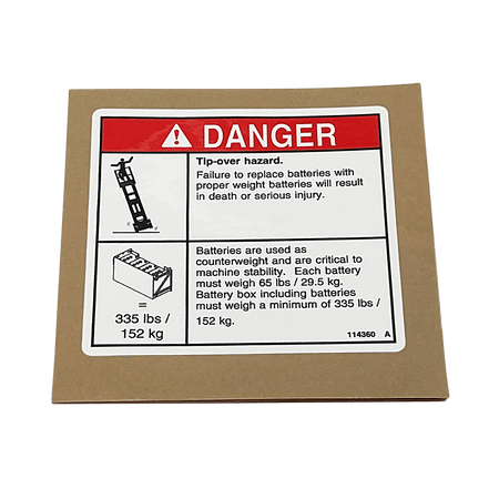 Genie Decal, Danger-Tip-Over, Batt 114360GT - MPN: 114360