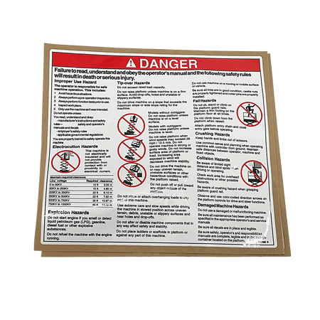 Genie Decal, Danger-Gen Safety 114386GT - MPN: 114386