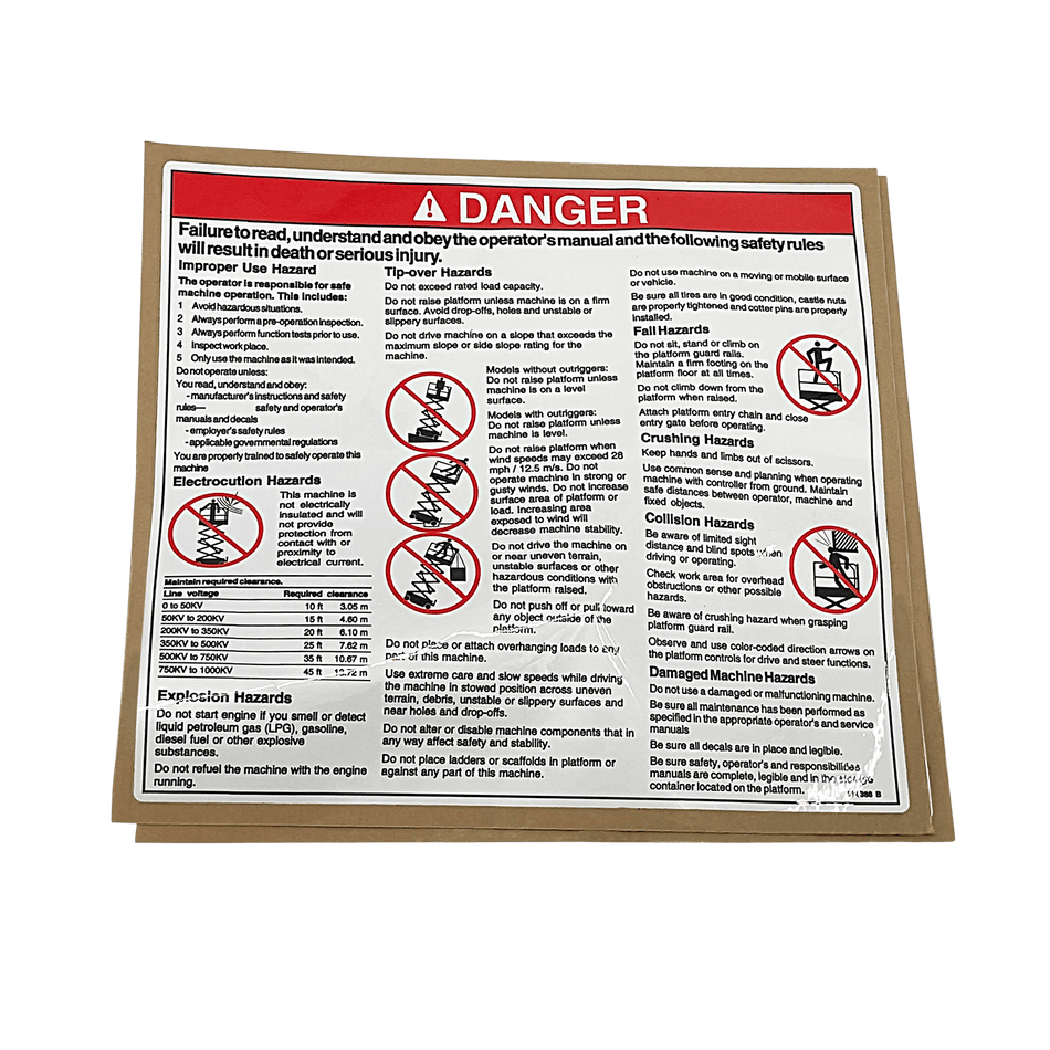Genie Decal, Danger-Gen Safety 114386GT - MPN: 114386