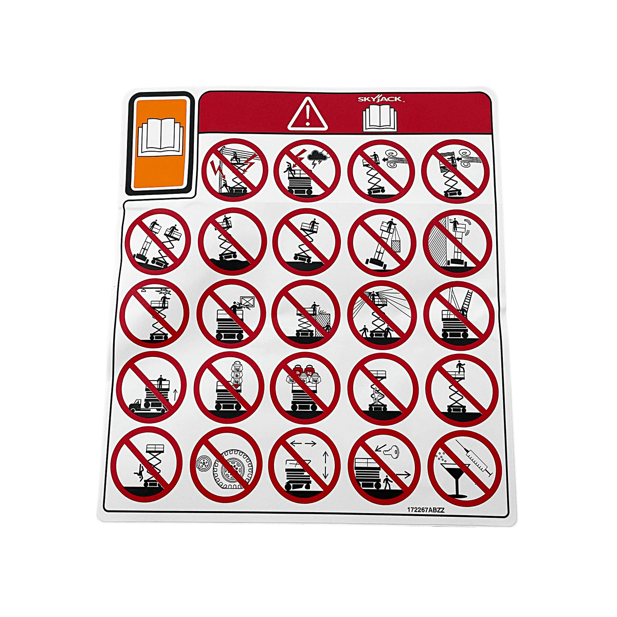 Skyjack Label, Vl, Danger Hazards Pict 172267 - MPN: 172267