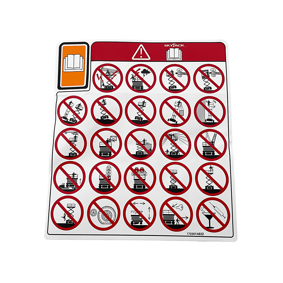 Skyjack Label, Vl, Danger Hazards Pict 172267 - MPN: 172267