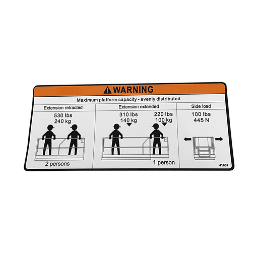 MEC Decal Capacity 530 Lbs 41651 MEC Parts Catalog EquipmentShare Parts Store