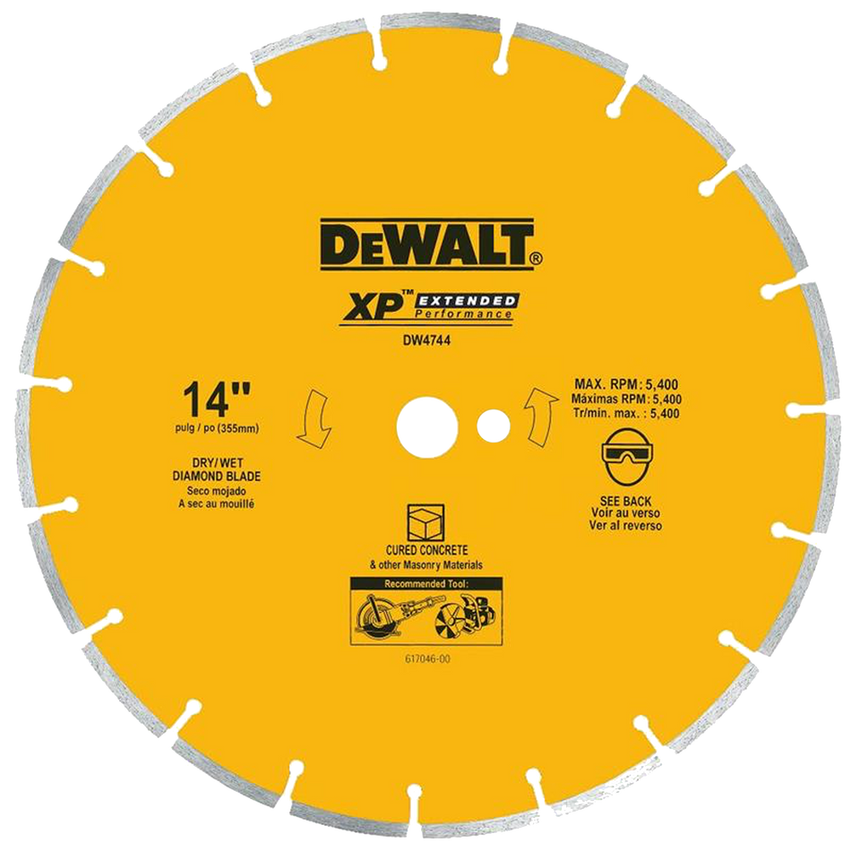 DEWALT DW4744 XP Segmented Diamond Blade for Cured Concrete, 14"