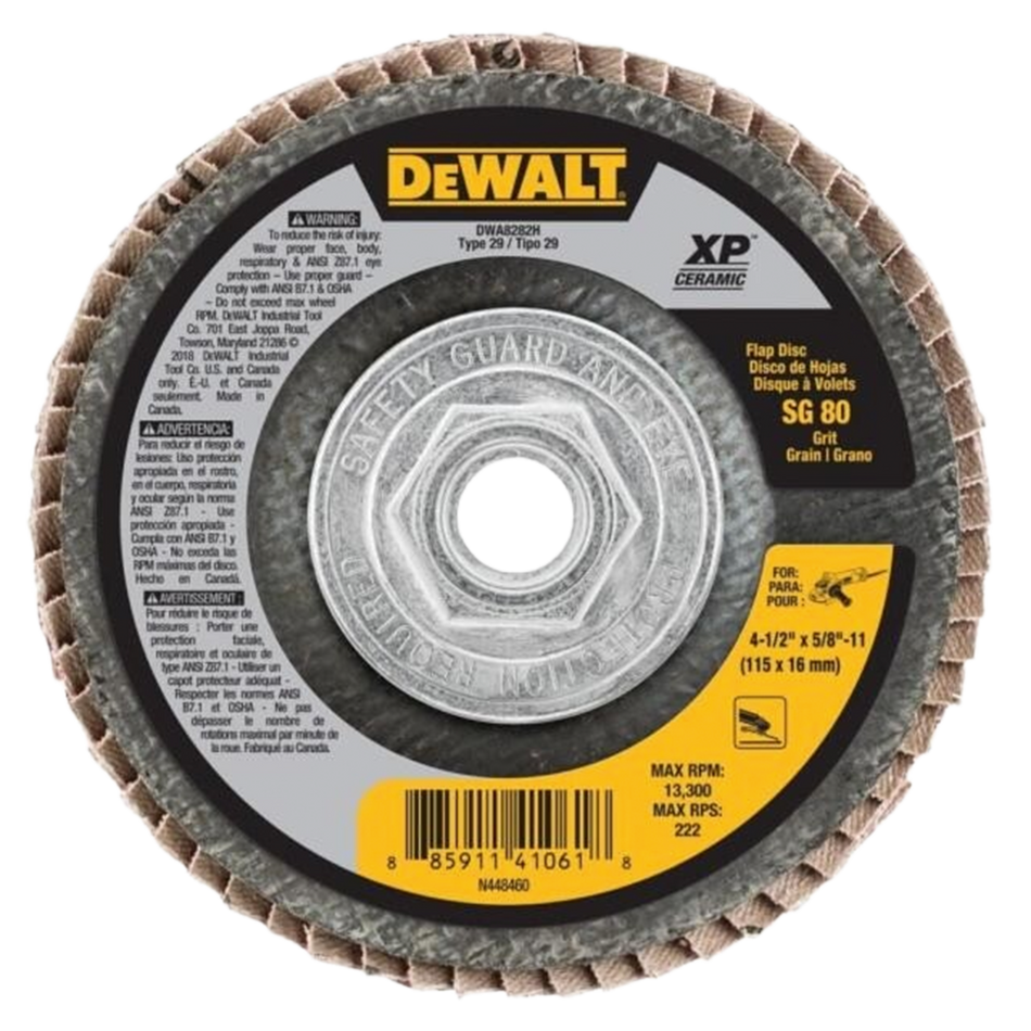 DEWALT DWA8282H Type 27 80 grit XP Ceramic Flap Discs, 4-1/2", 10-count