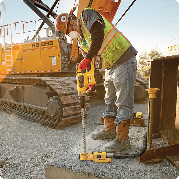 Man using DEWALT Large Hammer Dust Extraction
