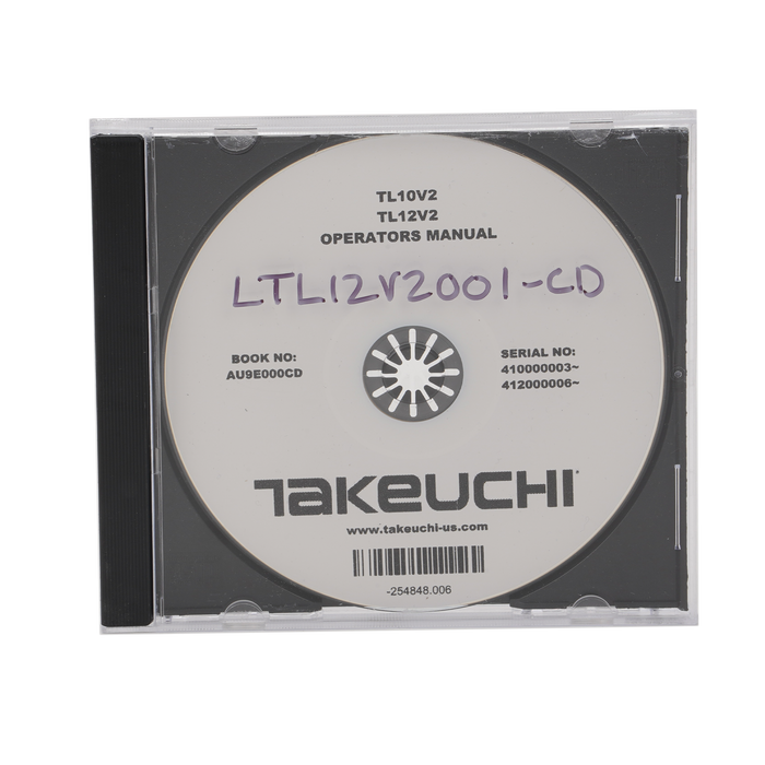 Takeuchi Operators Manual Tl12V2 Au9E000 Sn 412000006-Cd LTL12V2001-CD