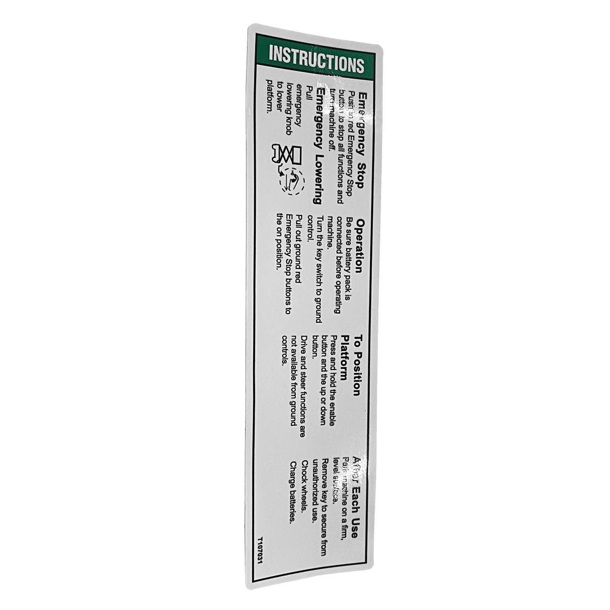 TVH Decal - Open Instr TSA/GNT107031GT - MPN: 107031