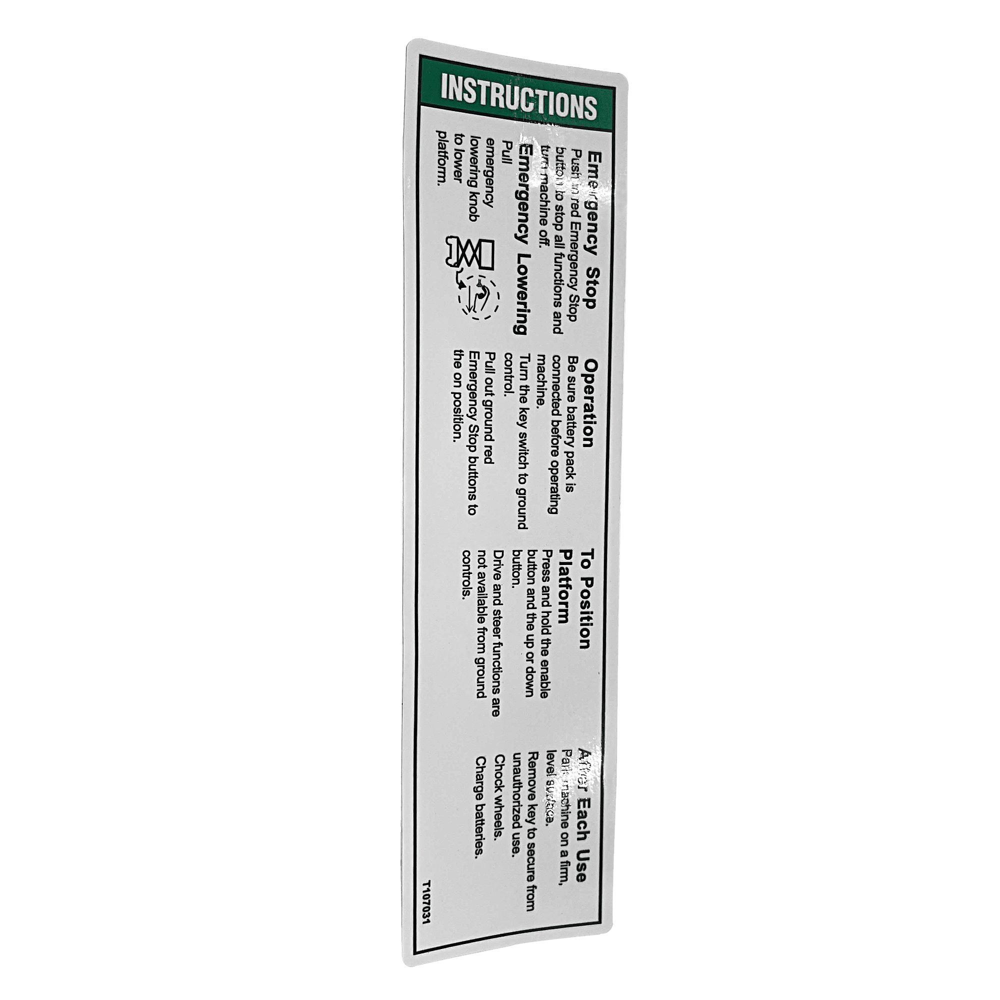 TVH Decal - Open Instr TSA/GNT107031GT - MPN: 107031